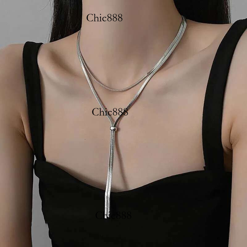 Fashion Metal Long Snake Bone for Women Hip Hop Sier Color Pull Sweater Chain Necklace Jewelry 2025 New
