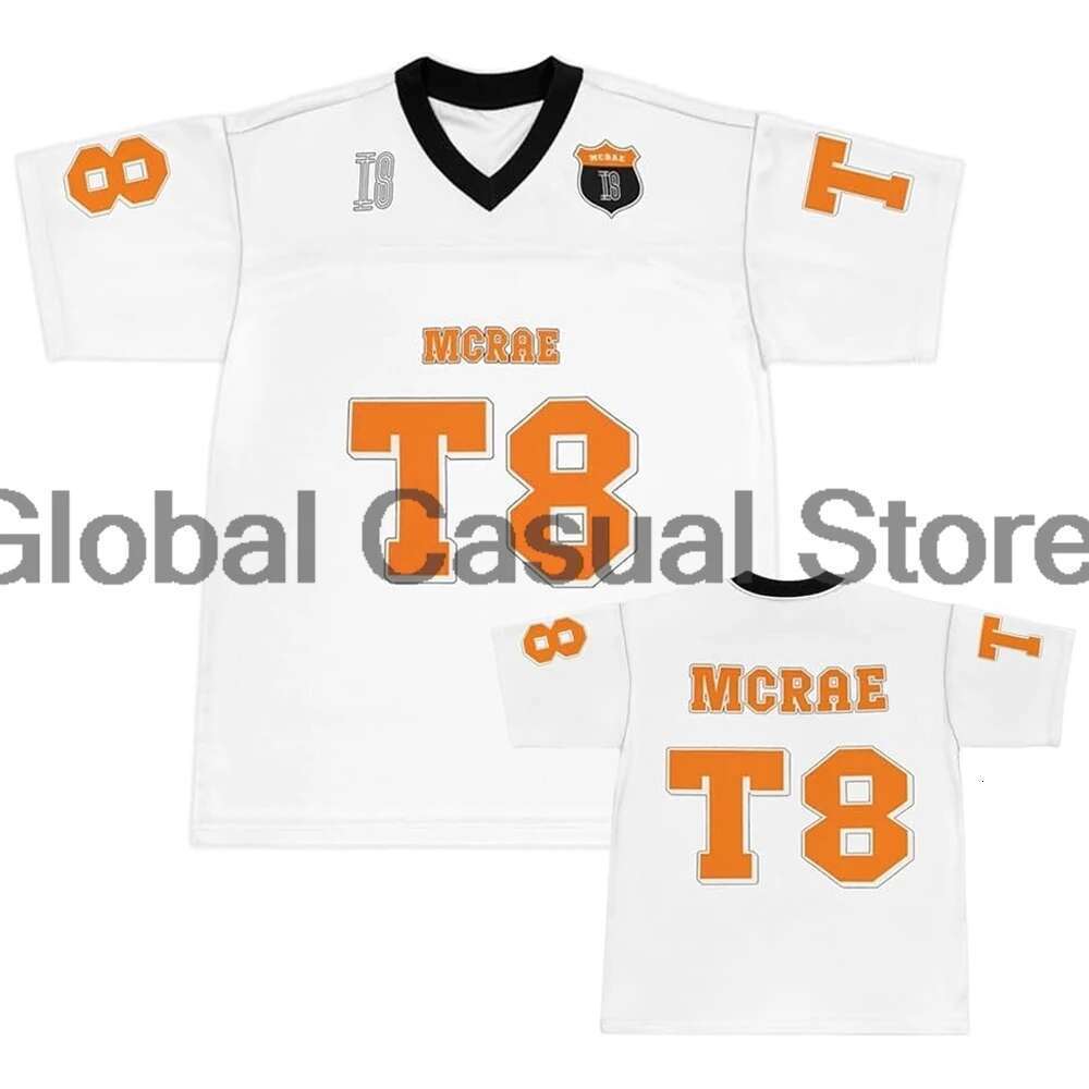 Tate McRae T8 logo football shirt T-shirt 2025 Miss Possessif Tour V-neck short sleeved sportswear men's and women's top