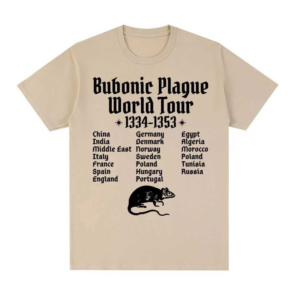 Bubonic Plague World Tour T-shirt Men Women Funny Rat Meme Gothic T Shirt Vintage Casual Oversized T Shirts StreetwearXJ250318