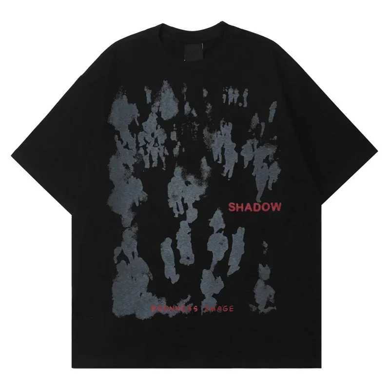 Retro printed cotton graphic T-shirt suitable for men and women loose size staff collar short sleeves summer streetwear Y2kT250318