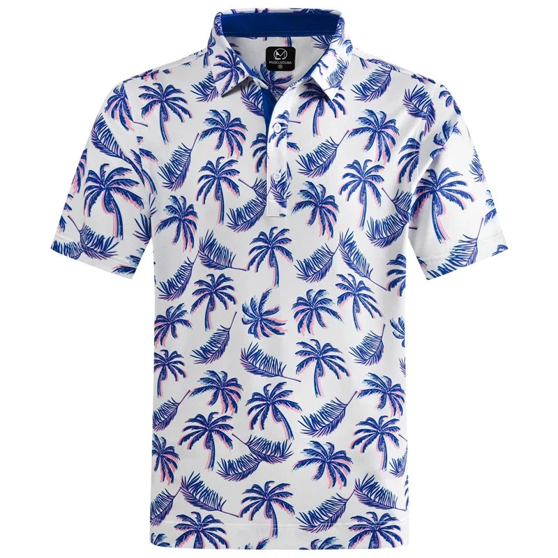 Hawaiian Plants Polo Shirt Man Summer 3D Print Leaves Flower Short Sleeve Golf Polo Shirts Oversized Street Tops T-Shirt Clothes 250318