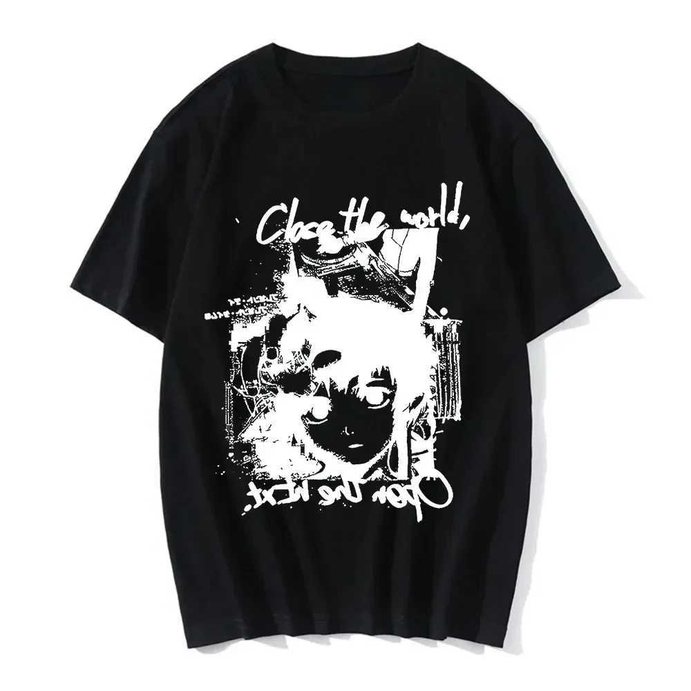 Anime series experiment Lain T-shirt womens graphic T-shirt Iwakura manga girl science fiction short sleeved T-shirt womens top Y2k topXJ250318