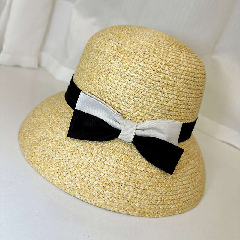 French bow straw women's summer beach vacation sun fashionable lampshade top hat