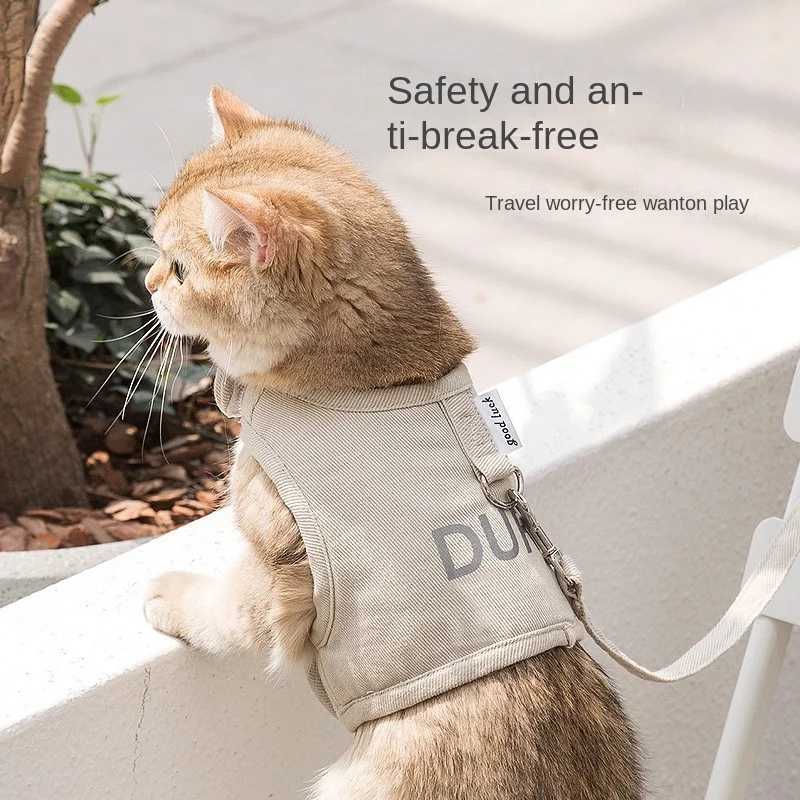 Cat Traction Rope Anti-breakaway Cat Harness Four-season Breathable Pet Harness Cat Leash Dog Leash for Outdoor WalkingT250318