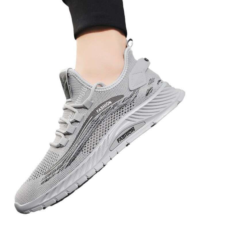 Men's new spring and autumn fashion casual shoes, single shoe breathable trendy mesh fly woven sports men's shoes