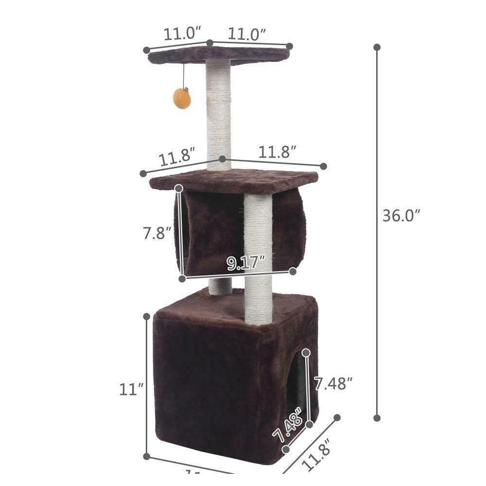 Black Friday 36" Cat Tree Bed Furniture Scratch Cat Tower