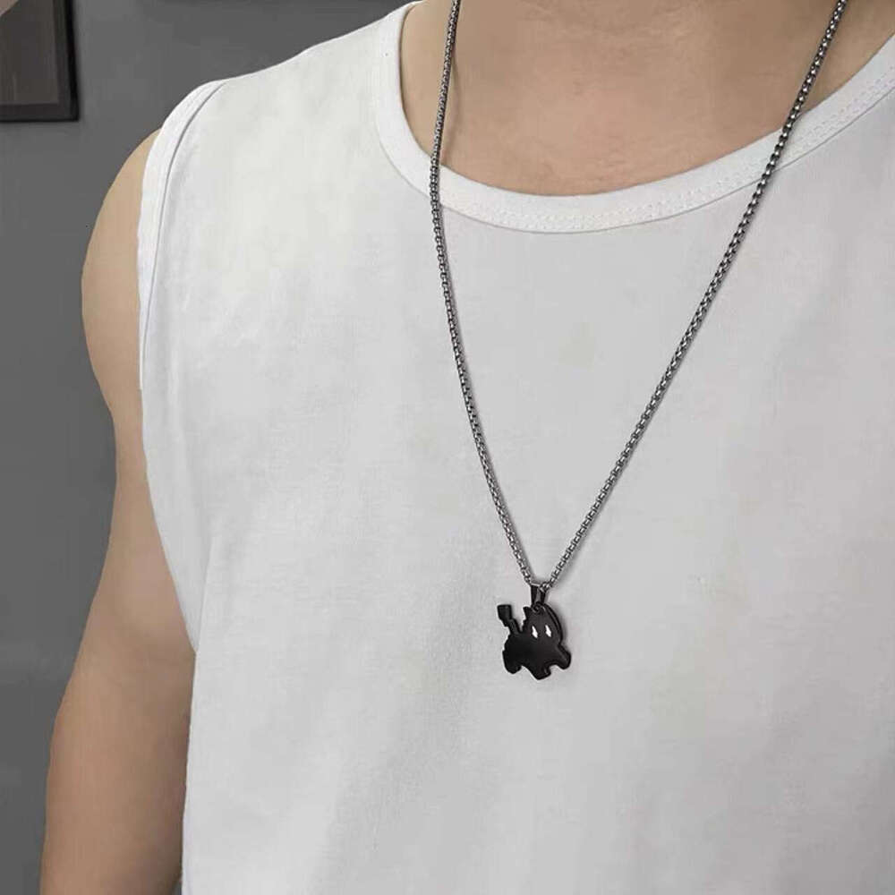 RongMa Lighing Black Cat Popular Trendy Necklace for Men, Cool Style, Women, Titanium Steel Couple, High end Charm Pendant