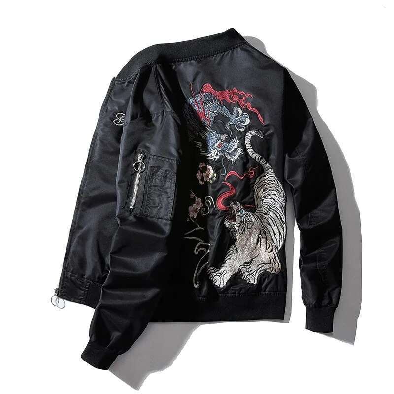 Embroidery Mens Bomber Dragon Tiger Autumn Winter Pilot Men Hip Hop Japanese Baseball Youth Jacket Streetwear Male