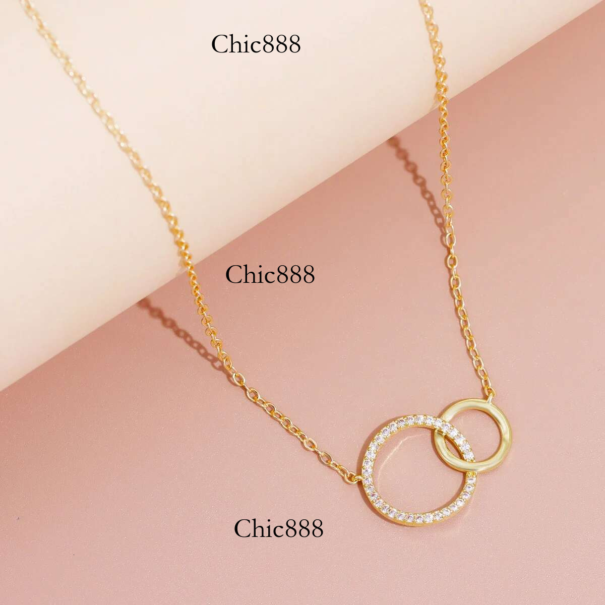 Stainless Steel Necklaces for Women Fashion Thin Chain Minimalist Dainty Double Circle Pendant Necklace on The Neck Jewelry