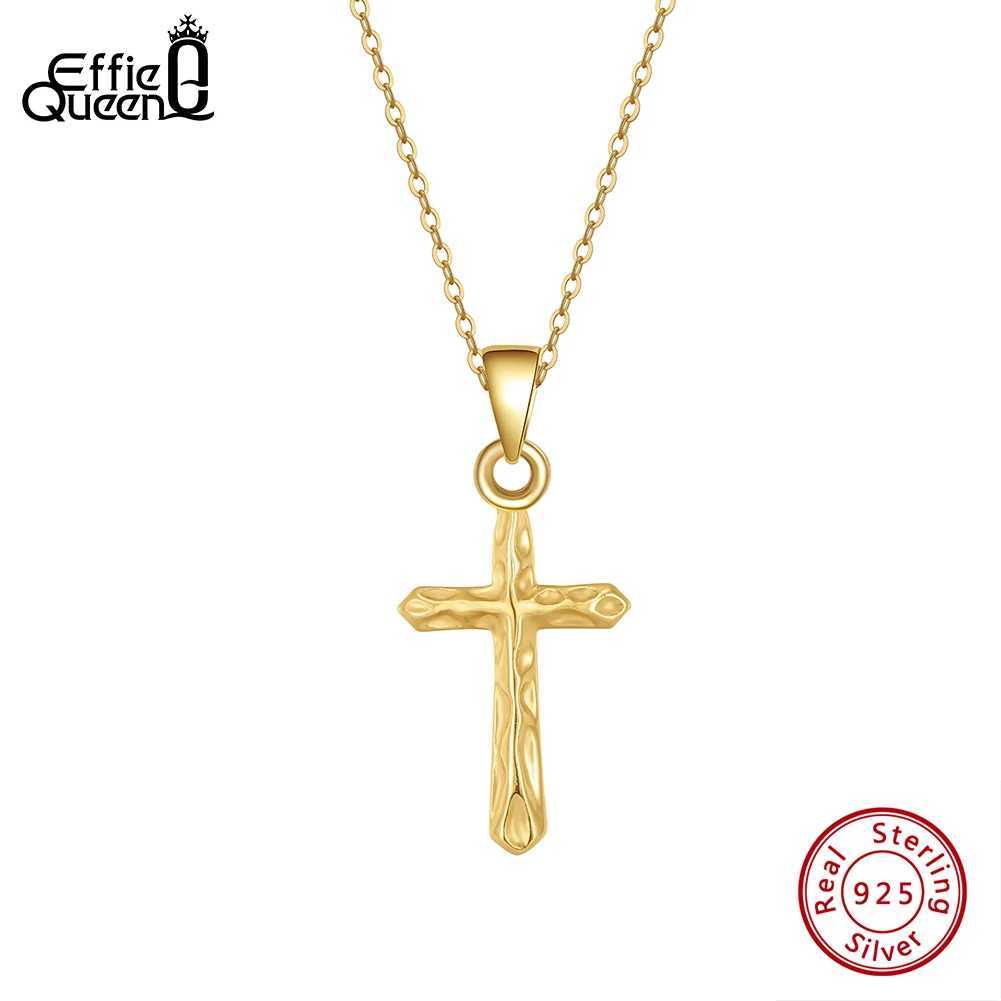 EFFINE QUEEN Exquisite 925 sterling silver cross pendant necklace with cable chain church accessories religious presence GAN02 W250318