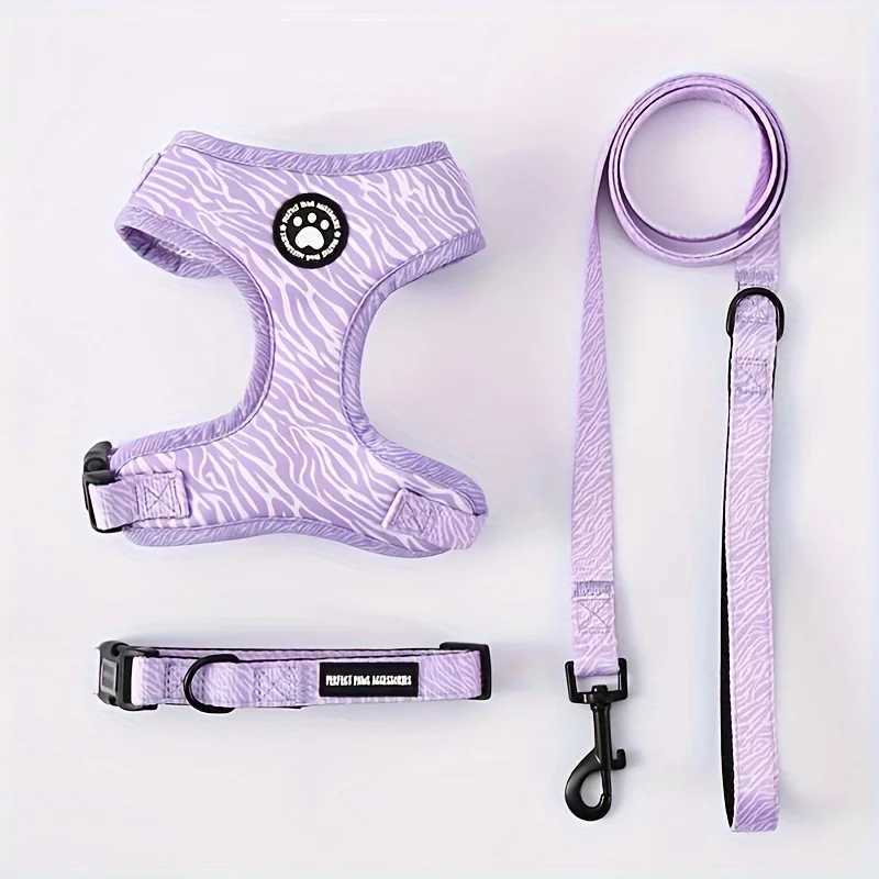 Breathable Adjustable Knit Fabric Dog Harness and Leash Set-All-Season Chest Vest with Press Buckle-for SmallMediumLarge BreedT250318