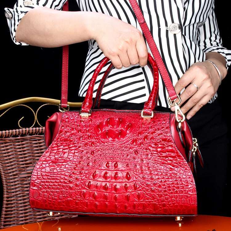 Crocodile Leather Women's Handbags Designer Lady Portable Shoulder Messenger Bag Fashion Brand Red Tote Bags 2023 New
