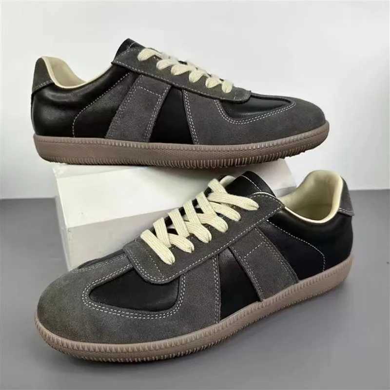 German Training Shoes Mens Spring Leather Lace-up Sports Casual Small White Soft Sold Sneakers Outdoor Fitness Running Boots Y250318