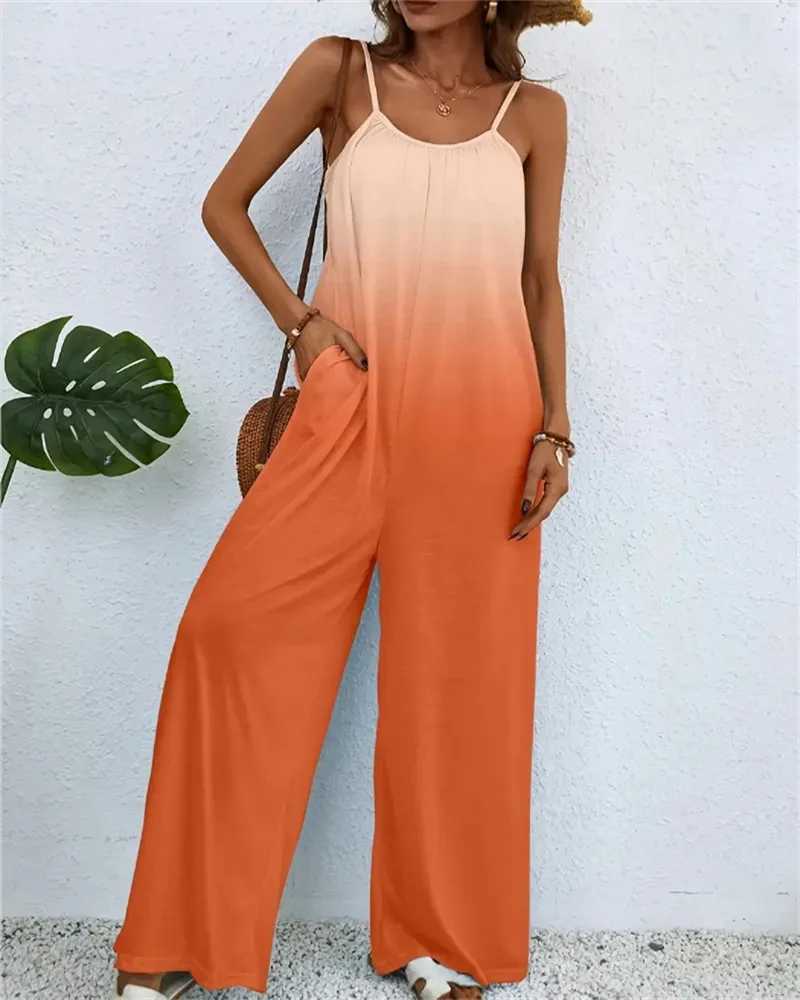 2024 Spring/Summer Womens Digital Printing Gradient Sleeveless Casual Bag jumpsuit X250318