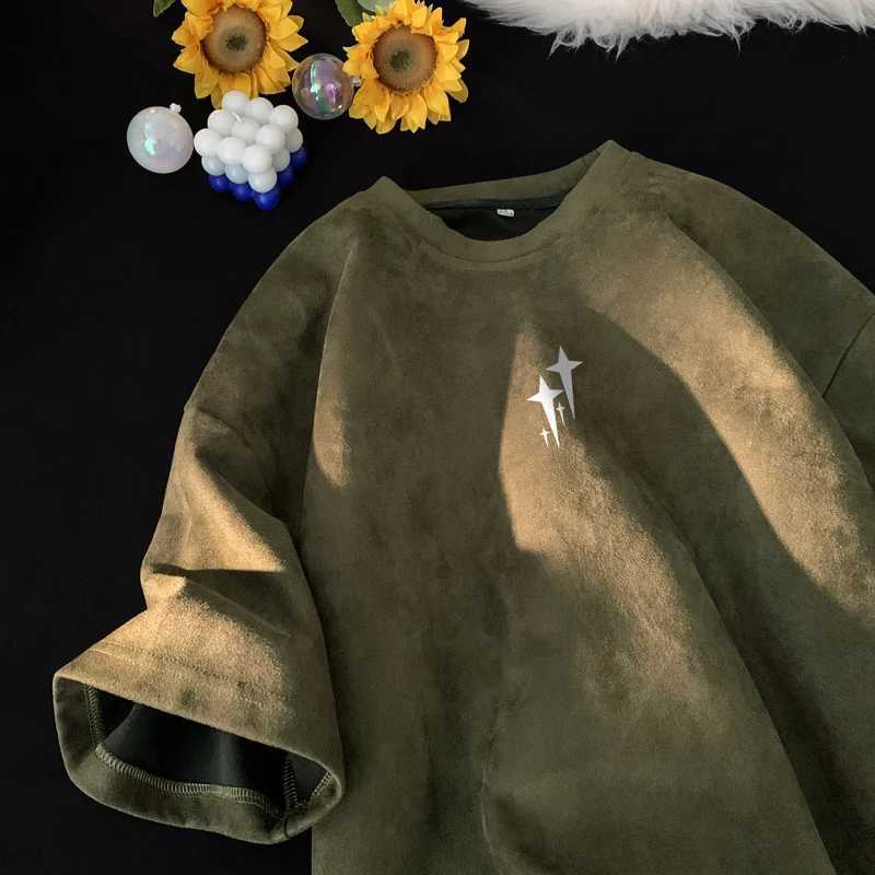 Retro suede T-shirt 5-color short sleeved graphic printed T-shirt plus size neutral T-shirt top New Gothic T-shirtT250318