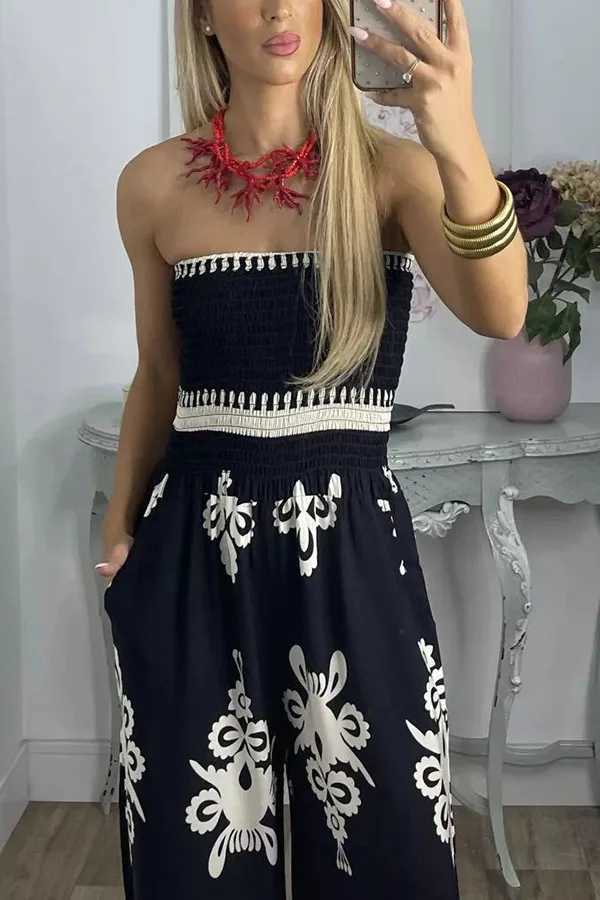 Fashion printed patch work womens jumpsuit backless suspender summer beach overall sexy womens shirt jumpsuit X250318