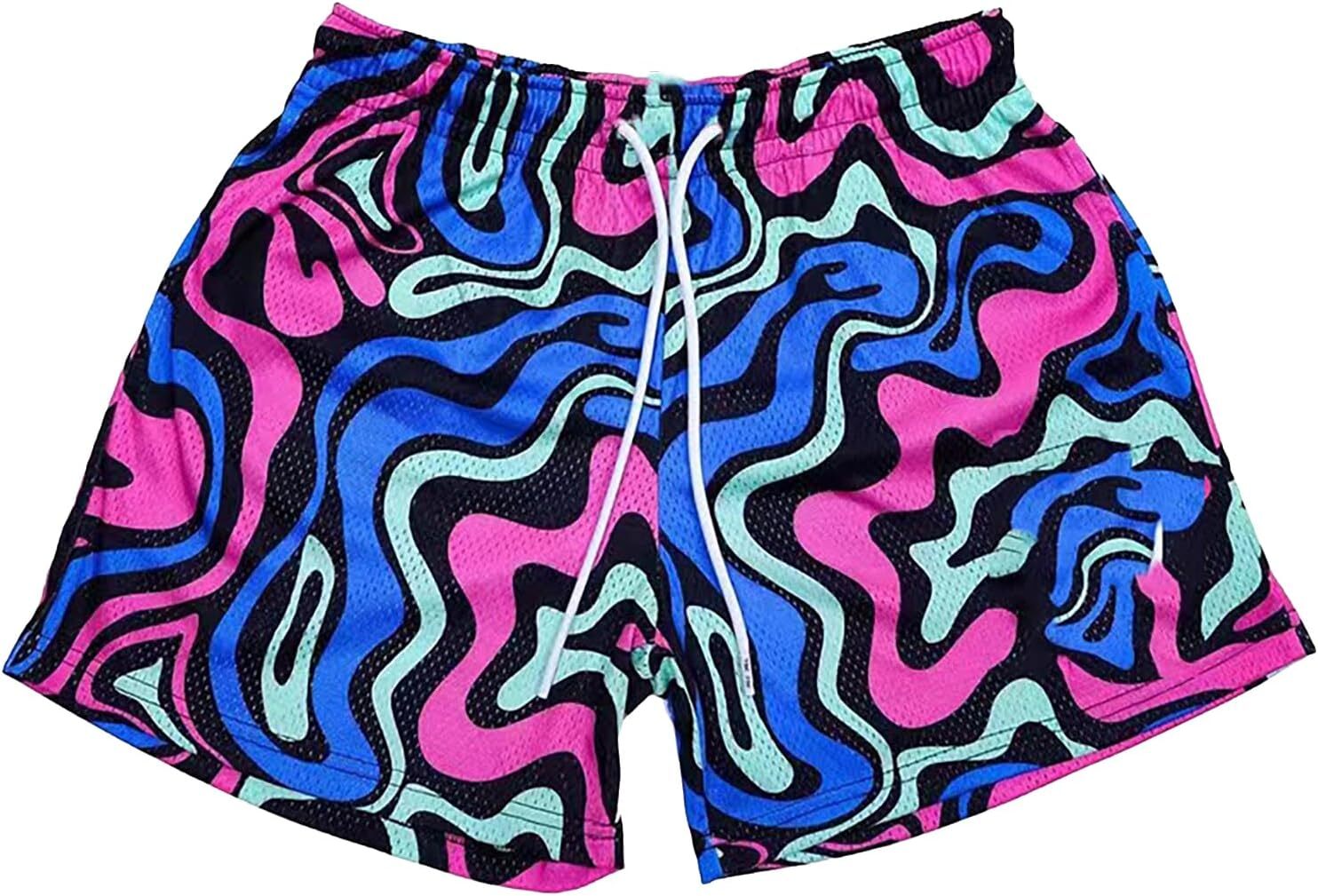 Mens Art Graphic Basketball Shorts Casual Athletic Running Shorts Cool Streetwear Designer Shorts Drawstring cool