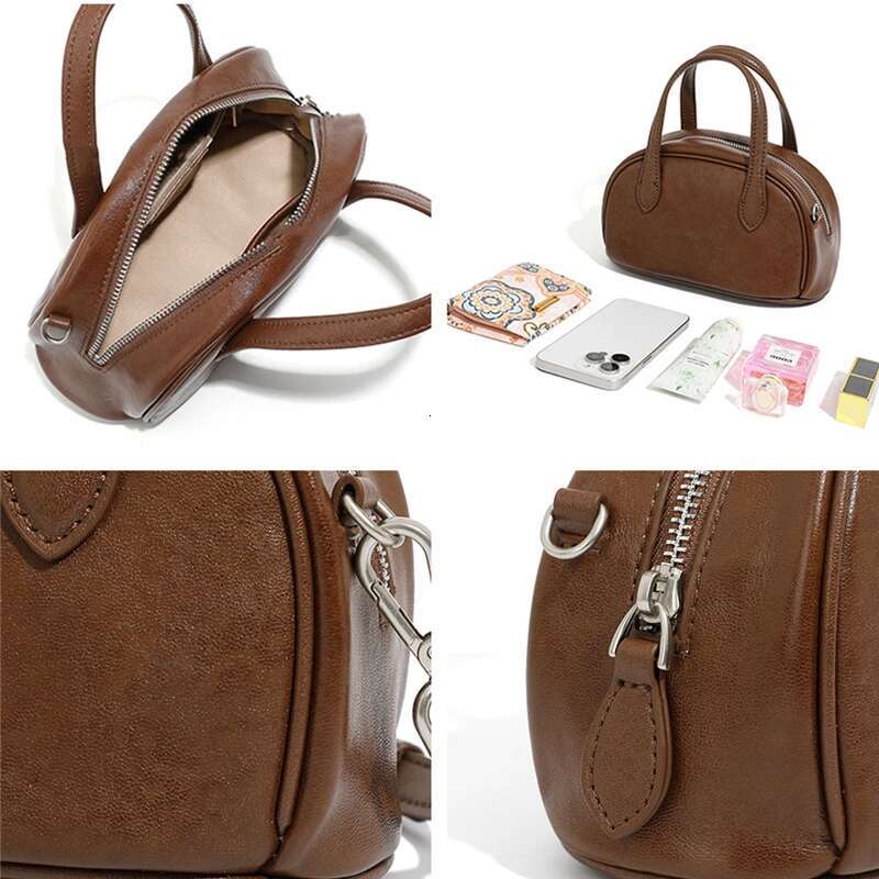 Toptrends Cow Genuine Leather Bowg Small Tote Handbags For Women 2025 Designer Purses Ladies Shoulder Crossbody Bags