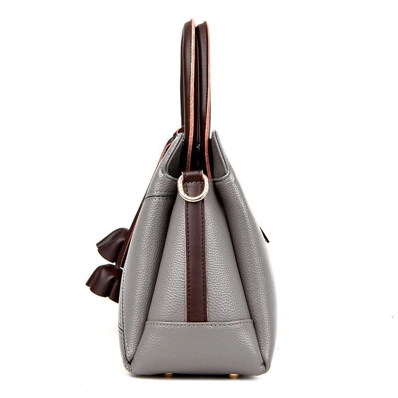 Hot Sale Cowhide Ladies 2023 Women Wer Design Handbags Genuine Leather Tote Bag Patchwork Shoulder Crossbody Bags Gray