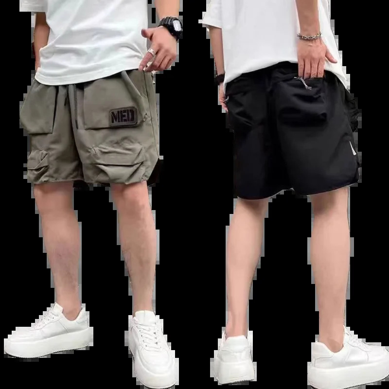Large Pocket Mens Cargo Shorts with Pockets Letters Outdoor Sports Function Korean Wide Cotton Big and Tall Jogger Y2k 250317
