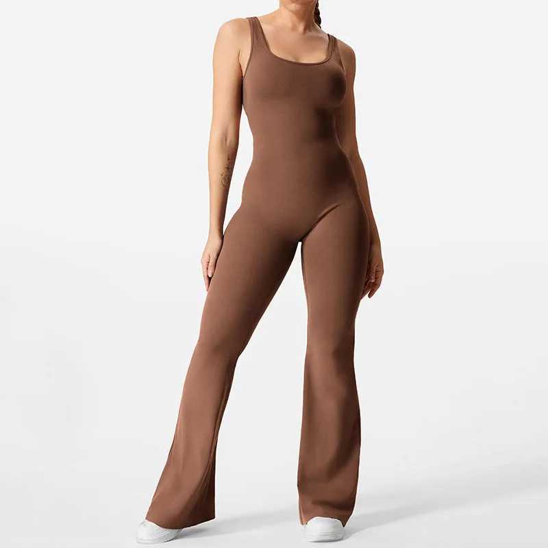 Womens sexy tight fitting jumpsuit solid color hollow backless strapless womens stretch training lift hip tight fitting garment X250318