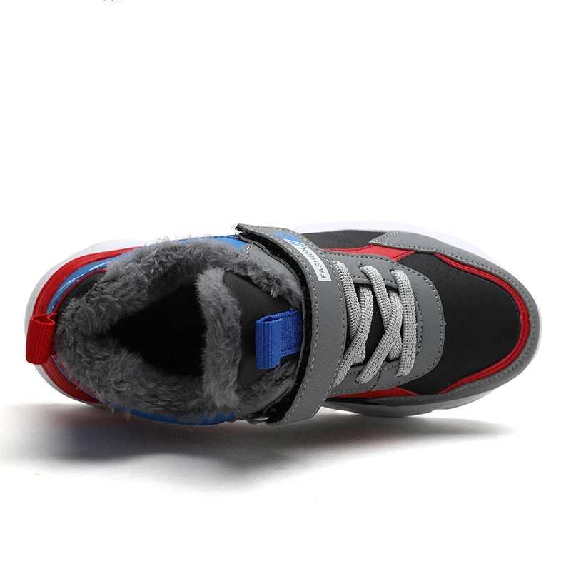 Outdoor childrens running shoes sports shoes childrens winter warm sports shoes waterproof leather girls casual hiking shoes school W250318