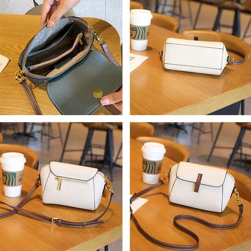 2024 Handbags Genuine Leather Women Shell Bags High Quality Single Shoulder Female Soft Small Crossbody Bag Gray