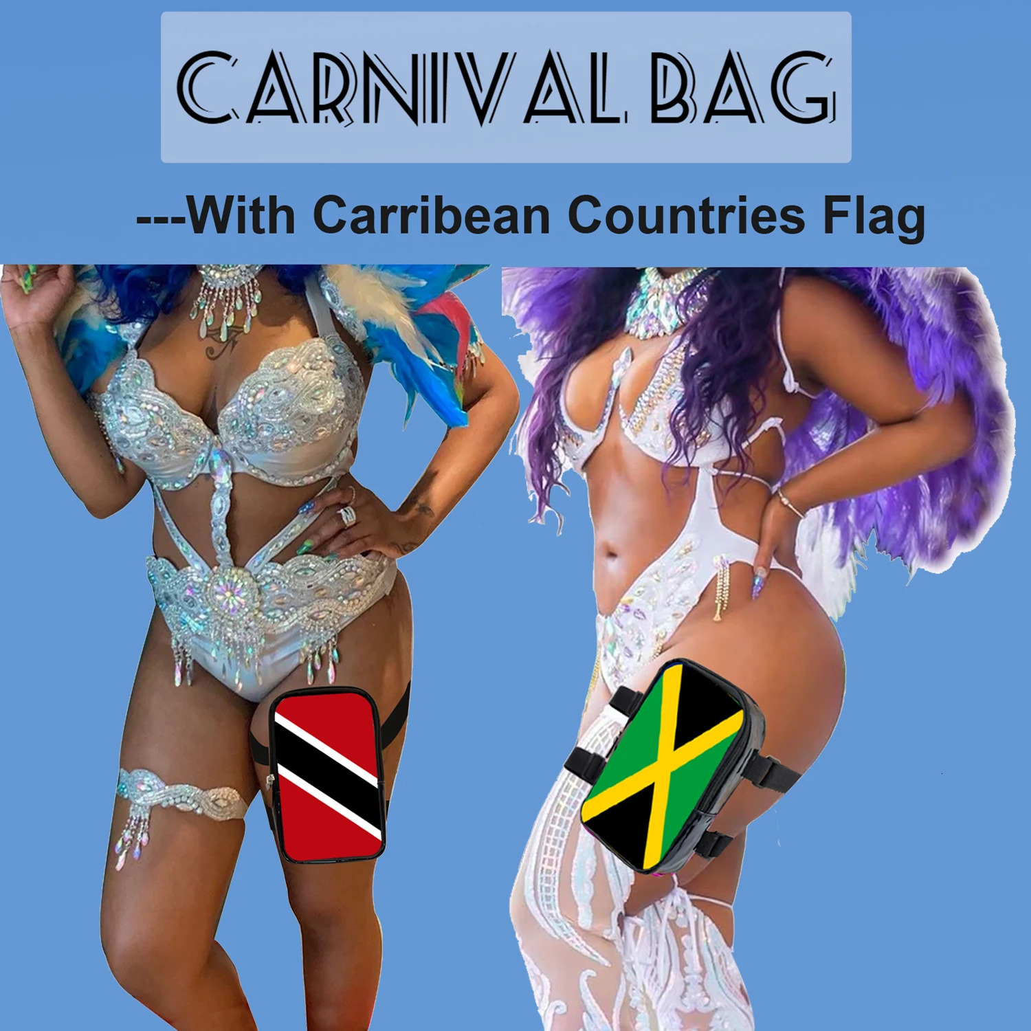 2025 Carnival Leg Bag With Countries Flags Thigh Bag for Women Adjustables Straps PU Waist Pouch Leg Bag for Carnival 250314