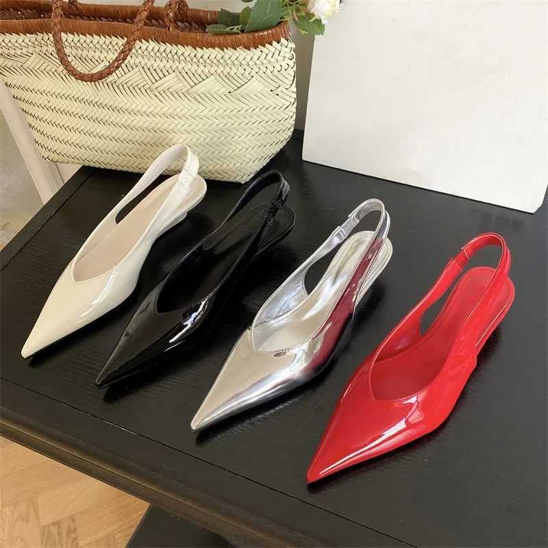 Equal Womens Patent Leather Pointed Toe Win Pumps Elegant Low H Sandals Casual Dress Street Style Shoes Y250317