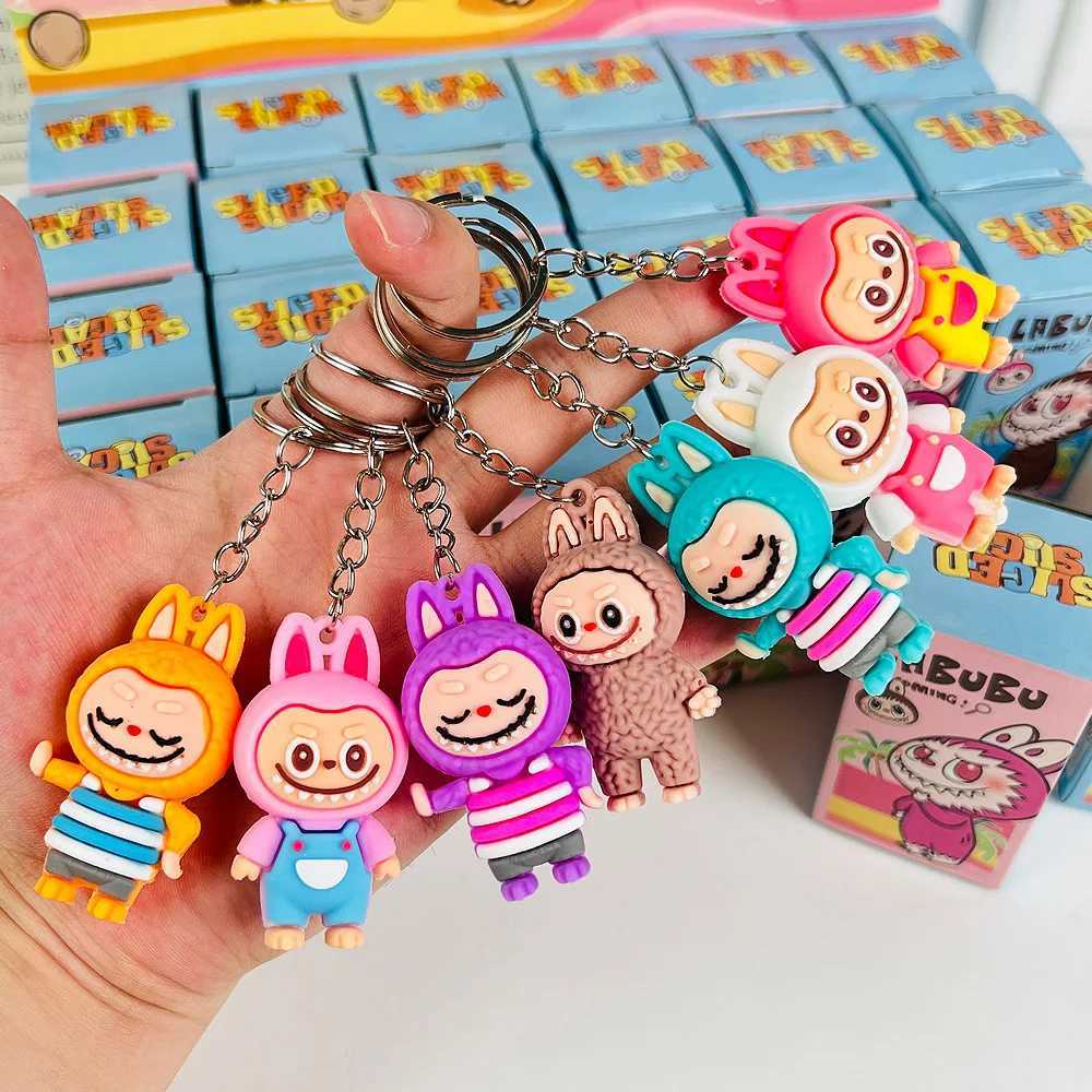24 Labubu blind box pattern dolls PVC small pendant trend cute Kawaii cartoon keychain mysterious box decoration wholesaleT250318