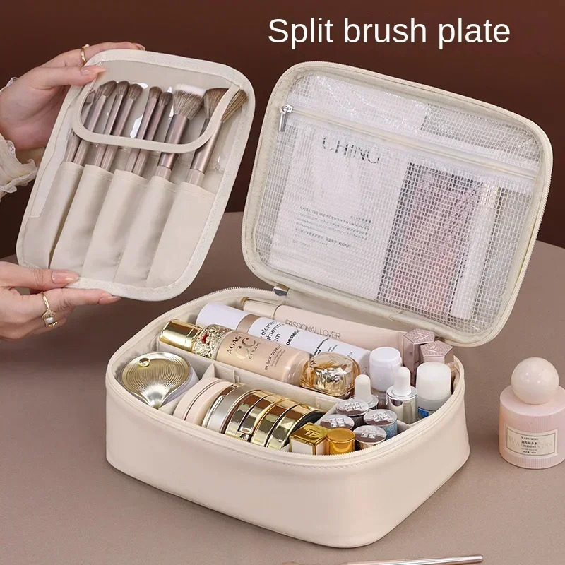 Womens Double Layer Makeup Bag Large Capacity Cosmetic Bag er storage bag Cosmetics Organizer Travel Essentials 250314