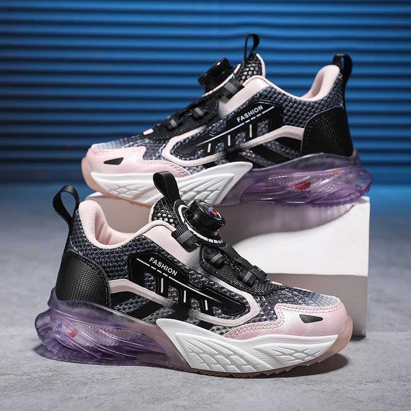 Children Fashion Sports Shoes Boys Girls Casual Rotary Buttons Outdoor Sneakers Breathable Soft Bottom Kids Mesh Running ShoesXJ250318
