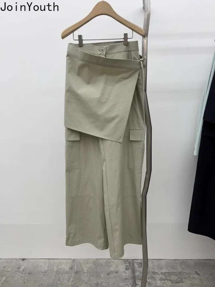 Korean Pantalon Femme High Waist Casual Irregular Y2k Wide Leg Pants For Women Straight Fashion Trousers 2025 New Bottoms 27V730