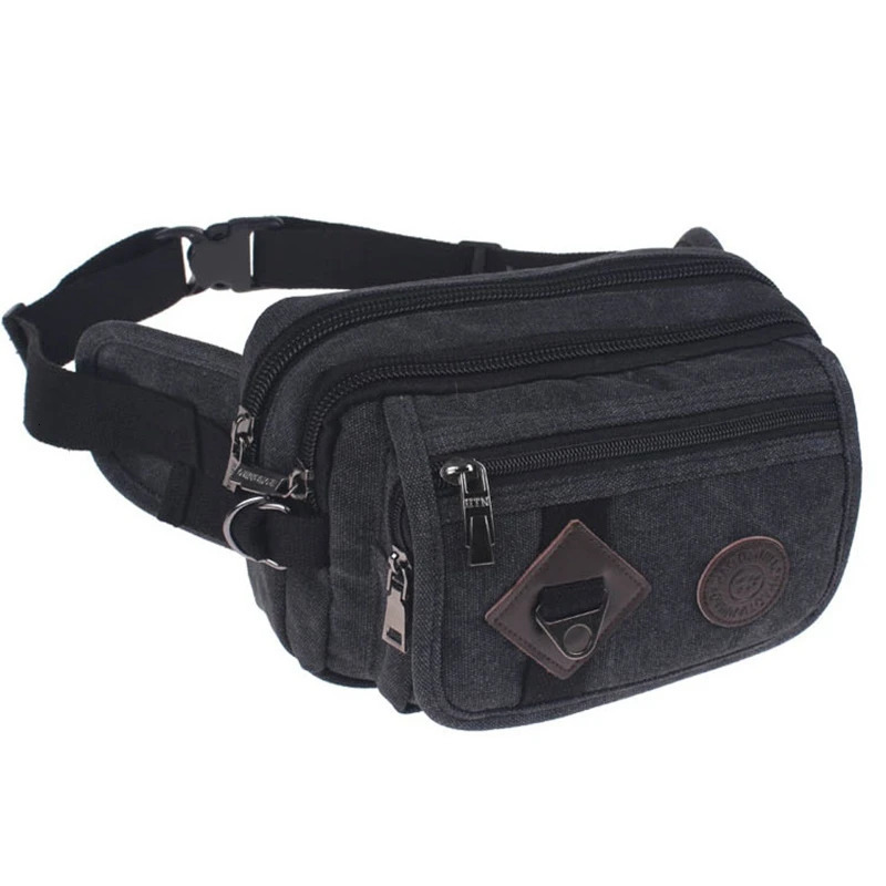 High Quality 2024 Fashion Casual Canvas Messenger Bags Waist Packs Purse Men Portable Vintage Men Waist Bags Travel Belt Wallets 250314