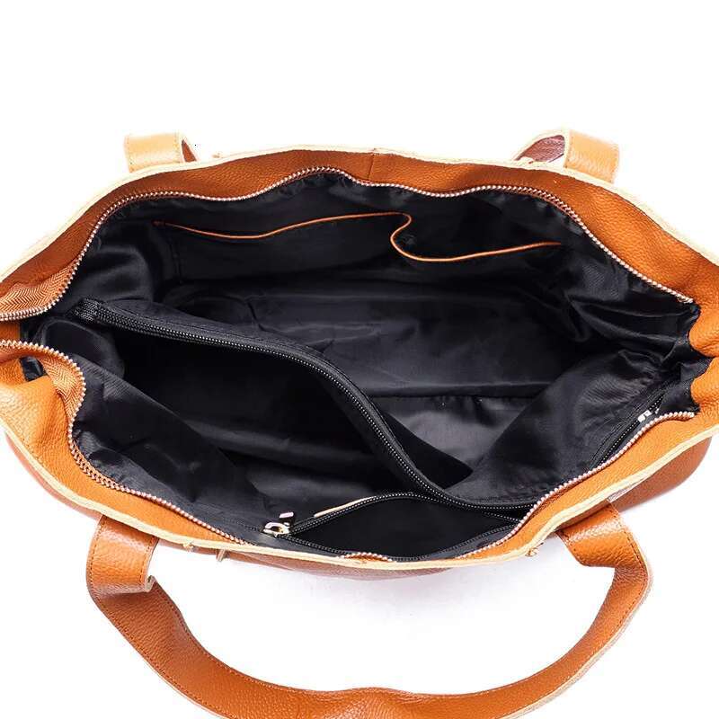 100% Genuine Leather Handbags Large Capacity Women Shoulder Bag Retro Tote Purse High Quality Hobos Brown Travel Shopping Bags