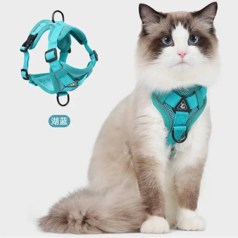 Fashionable Reflective Cat Strap and Belt Set Breathable Mesh Pet Strap Suitable for Puppies Cats Kitten Accessories Collier ChatT250318