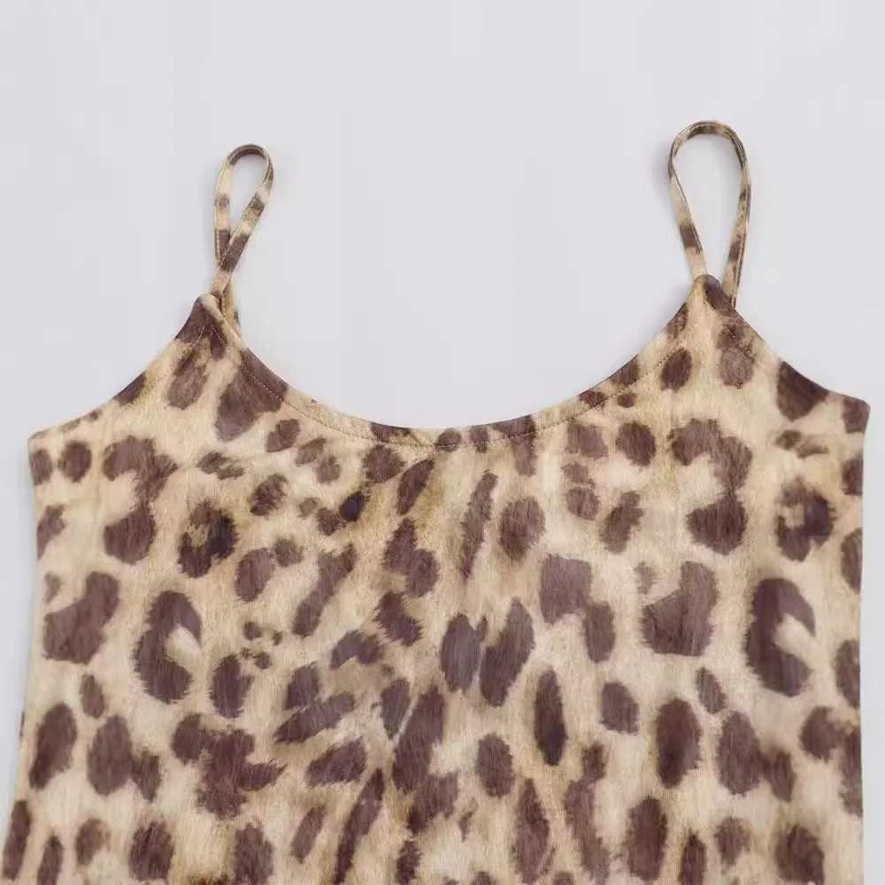 PRIMTKAOIR 2024 Summer Fashion Retro Womens Leopard Pattern jumpsuit Strapless Tight Pants X250318