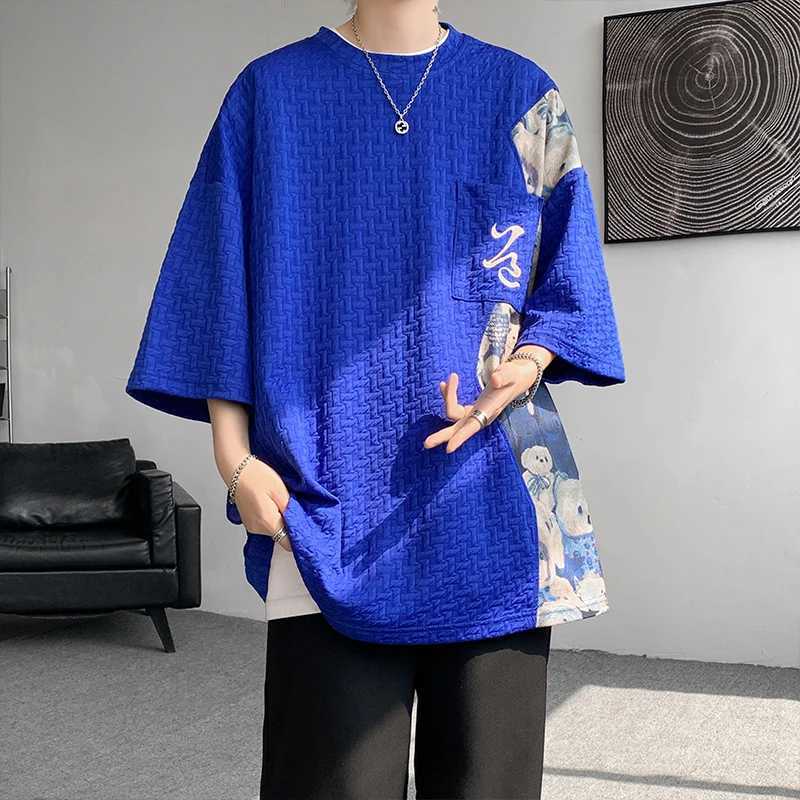 Patchwork Contrast Color Mens Summer Fashion Top T-shirt Unisex Harajuku Mens Half Sleeve T-shirtT250318