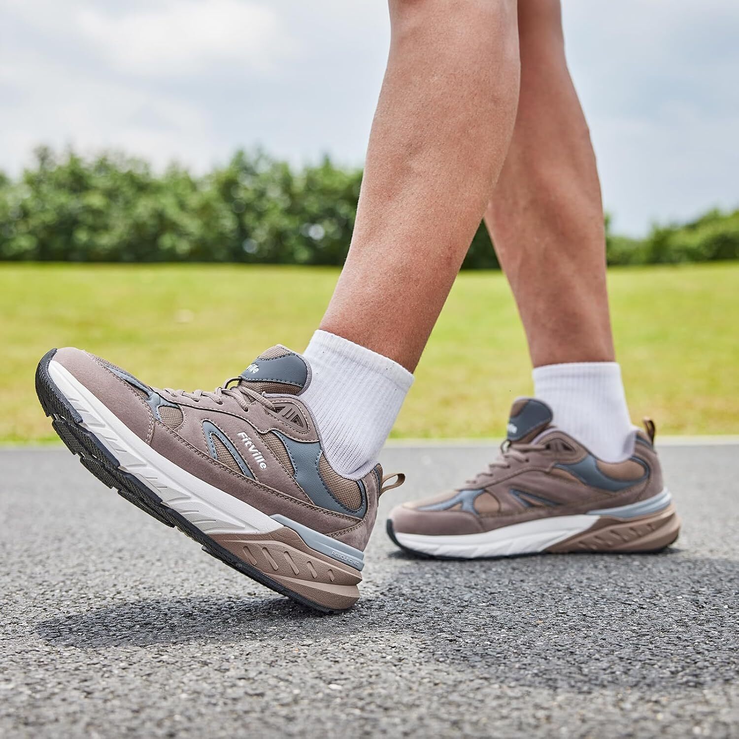 Men's wide walking shoes with ultra wide sports shoelaces and arch support, suitable for relieving plantar fasciitis with flat heel pain - reboun