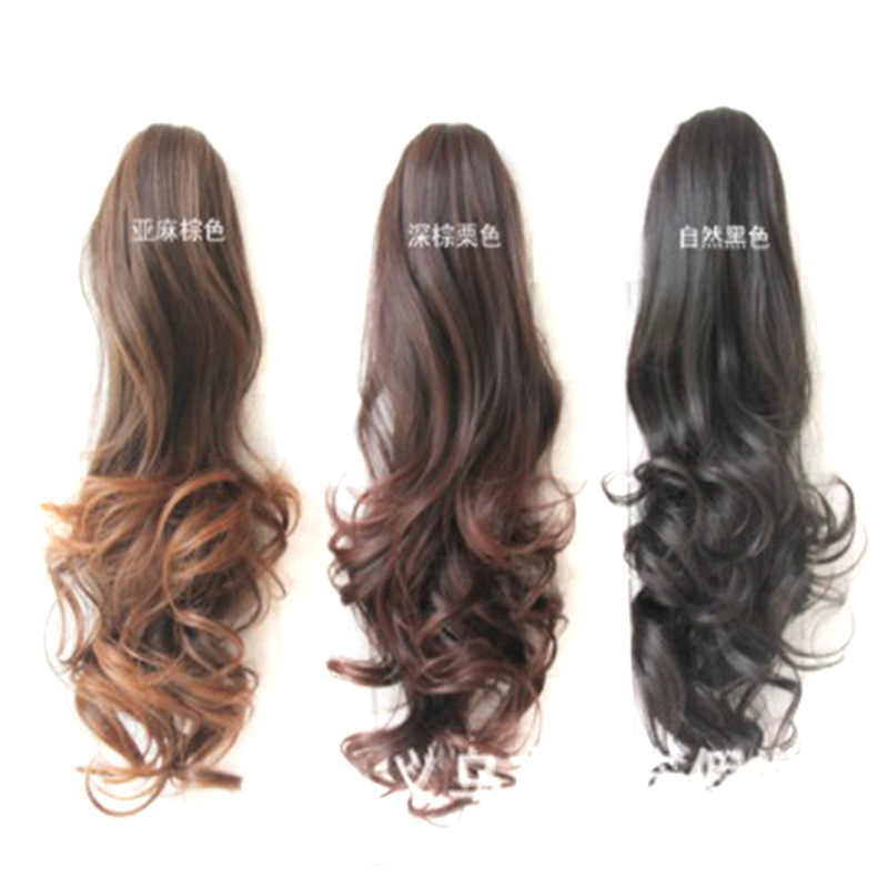 Wig Accessory Ponytail Fluffy Black Large Wave 100% High-Temperature Silk Brown Tiger Clip 0120