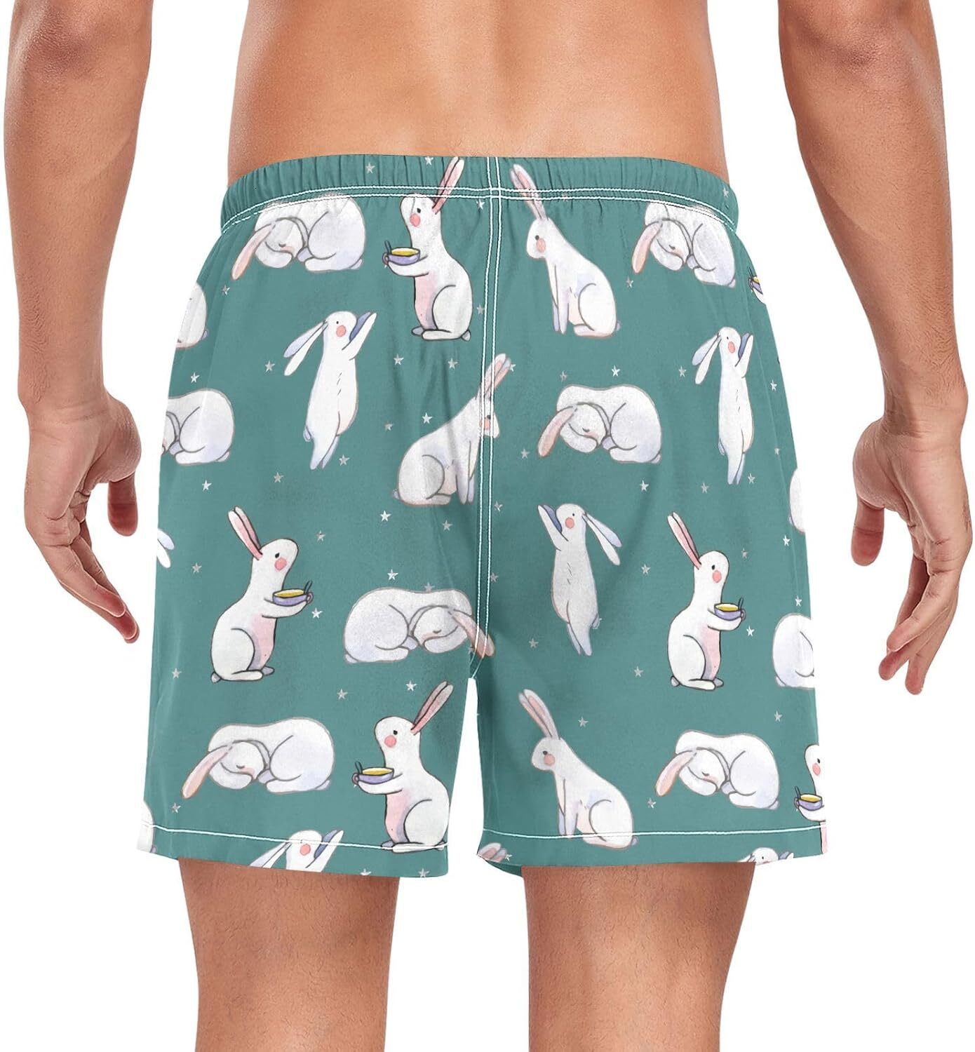 Men's Athletic Shorts Cute Rabbits Easter Bunny Star 2 in 1 Quick Dry Workout Gym Running