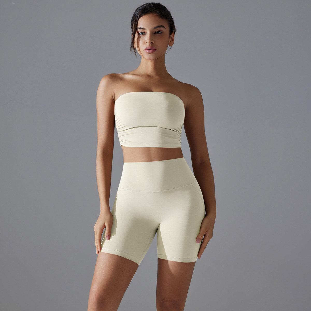 tracksuit New one-piece sports bra with slip, anti glare, strapless yoga suit set, base, fitness shorts two-piece set leggings