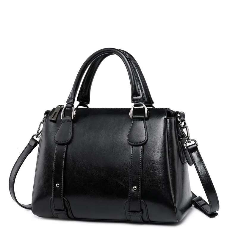 Women Genuine Leather Handbag Top Handle Sg Shoulder Cross Body Bag Fashion Casual Female Oil Wax Cowhide Messenger Tote Bags