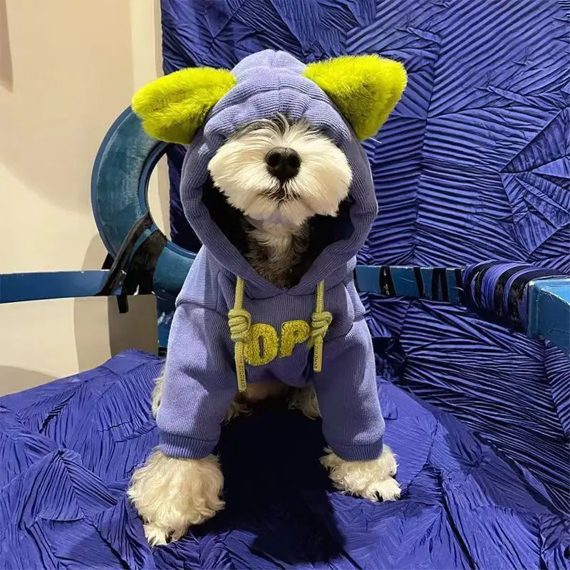 Ins Fashion Letter Hoodie Warm Sweater Schnauzer French Bulldog Small Medium Dog 250318