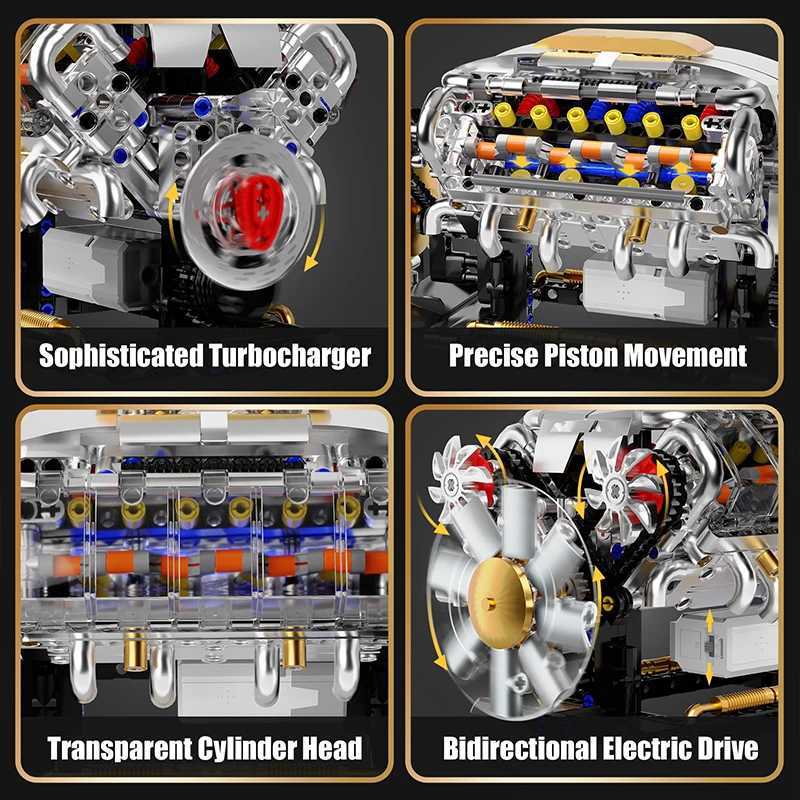 MOC Technik Electrically Driven V8 Engine Model Car Building Blocks Set Creative Educational Toys Christmas Gifts For Boys Kids W250318