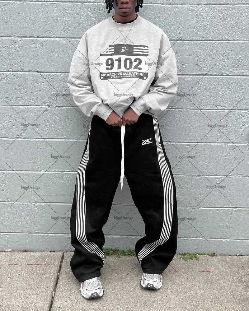 European and American street fashion brand sports pants loose casual mens fashion version striped knitted pants W250318