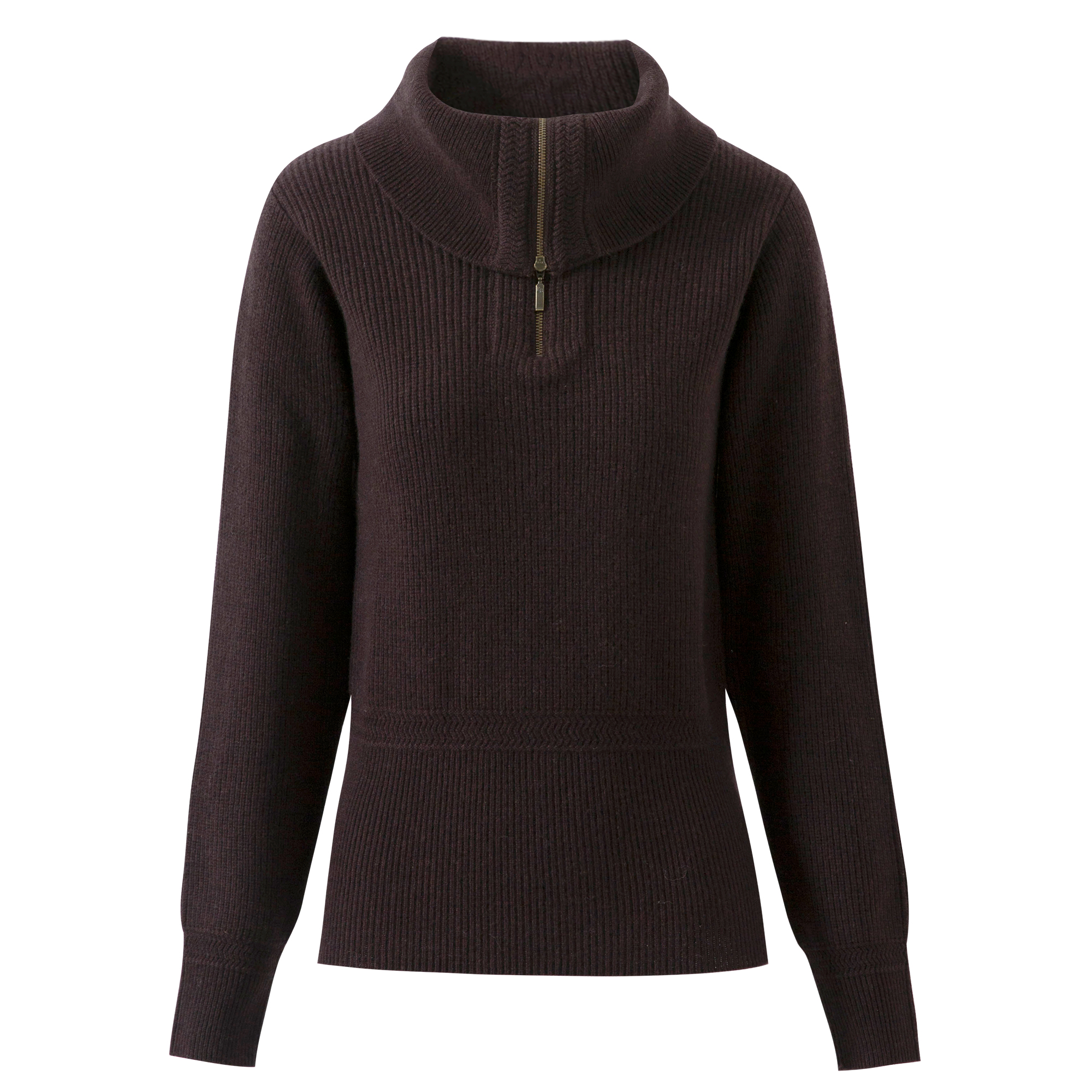 High Neck Woolen Knit Pullover for Unisex with Adjustable Waist Cinch Warm Zippered Sweater