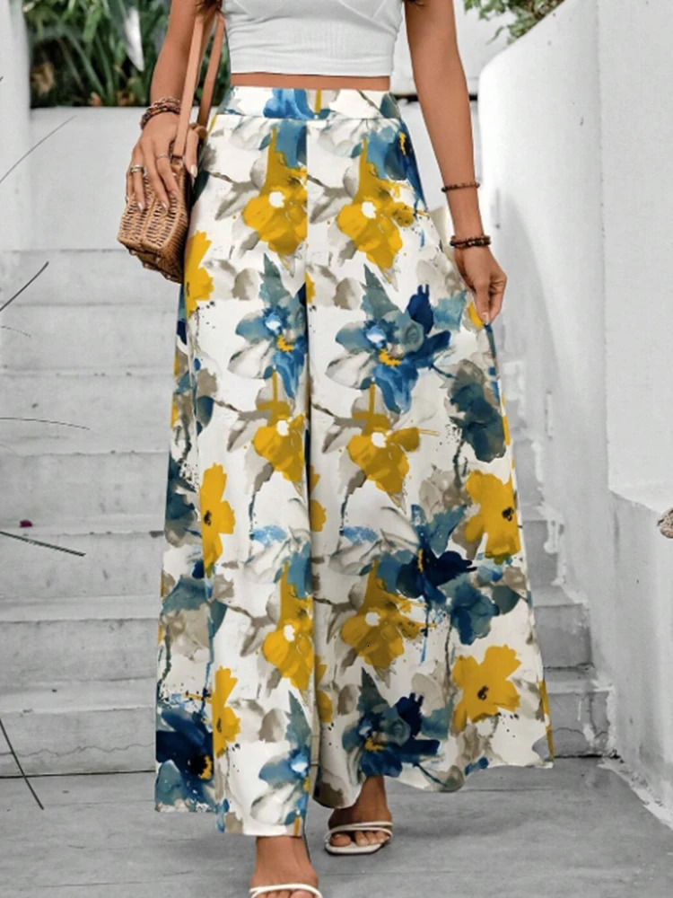 Womens floral printed wide leg Trouser 250317