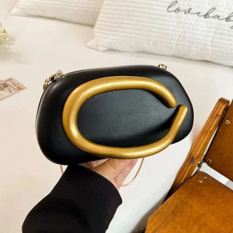 Small Square Bags For Women 2025 New Leather Crossbody Ladies Metallic Chain High Quality Fashion Shoulder Bag Woman