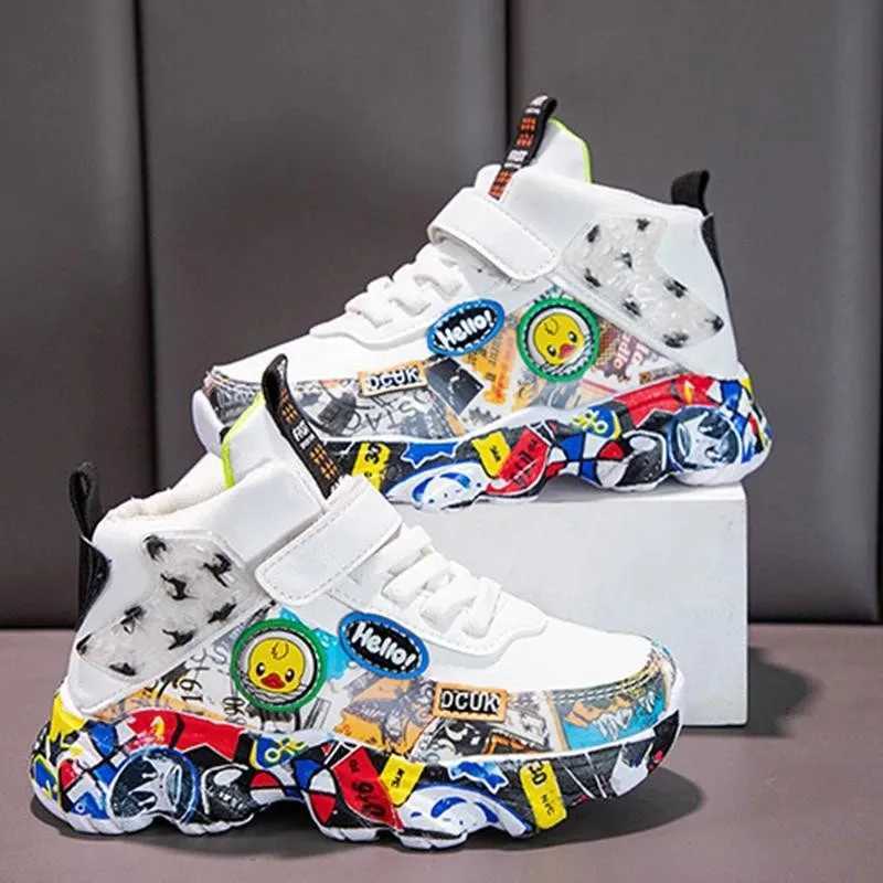 Size 26-36 childrens sports shoes suitable for girls childrens graffiti patterns casual shoes boys basketball shoes sports shoes W250318